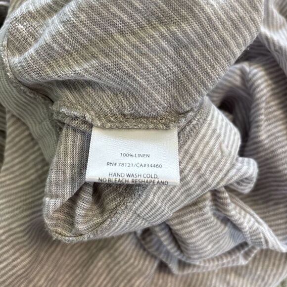 EILEEN FISHER Dark Pearl Gray White Linen Jersey Stripe Asymmetrical Skirt Small - Picture 5 of 7